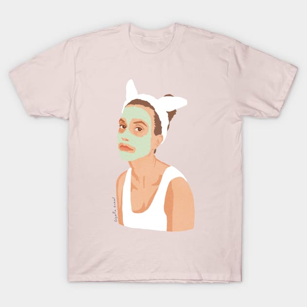 Face Mask Bunny T-Shirt by Giselle Dekel